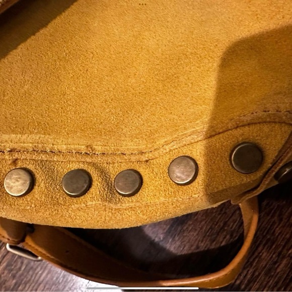 Lionel Pebbled Leather & Suede Riveted Handbag Purse, NWT - Picture 5 of 9